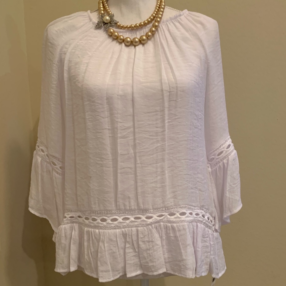 Counterparts Romantic Peasant White Top S NWT